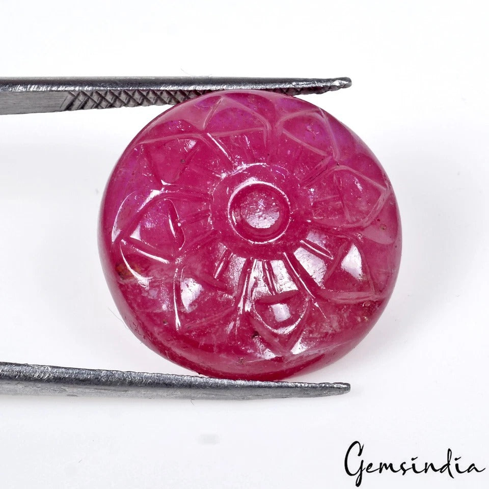 26.80 Ct Certified Natural Mozambique Ruby Round AAA Hand Carving Loose Gemstone