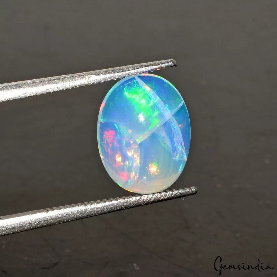 2.20 Ct Natural Untreated Welo Multi Fire Opal Oval Cabochon Loose Gems For Ring