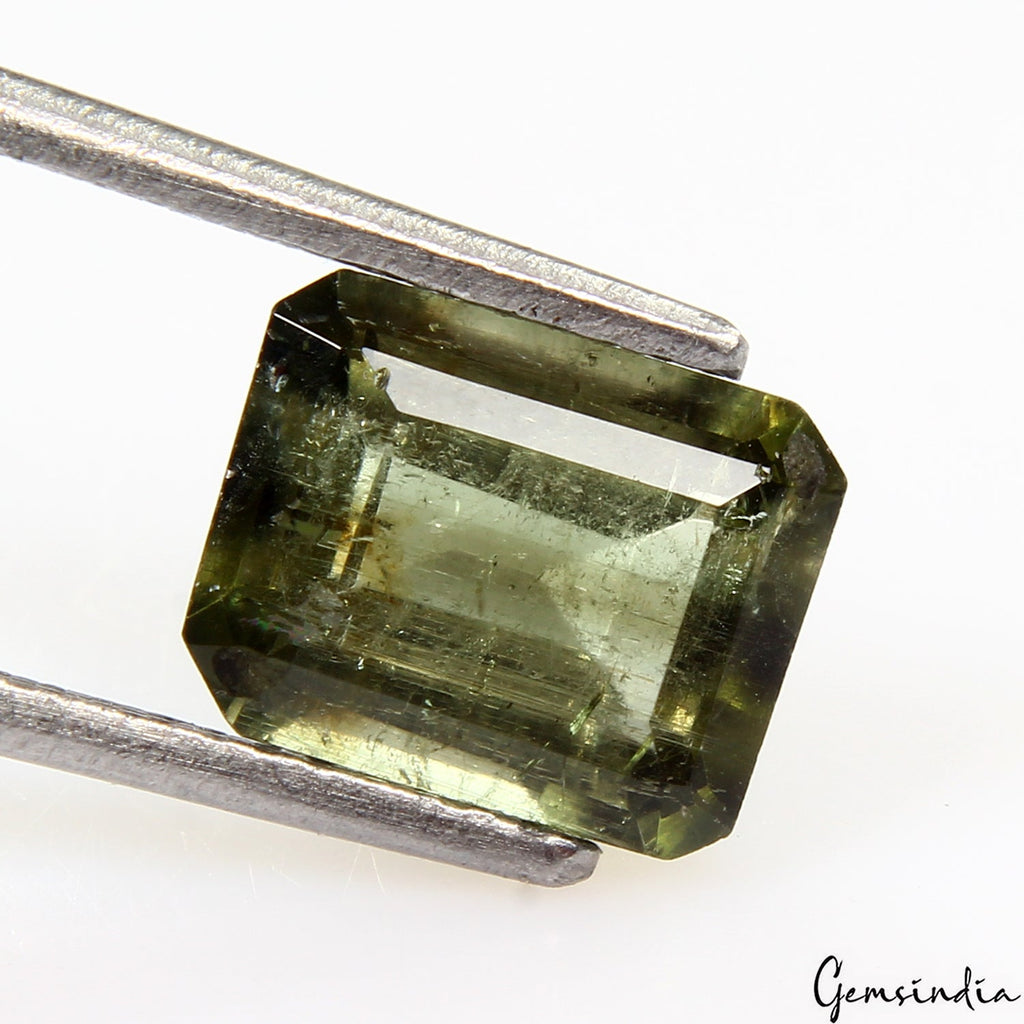 AAA 2.20 Ct Natural Mozambique Olive Green Emerald Cut Loose Tourmaline Gemstone