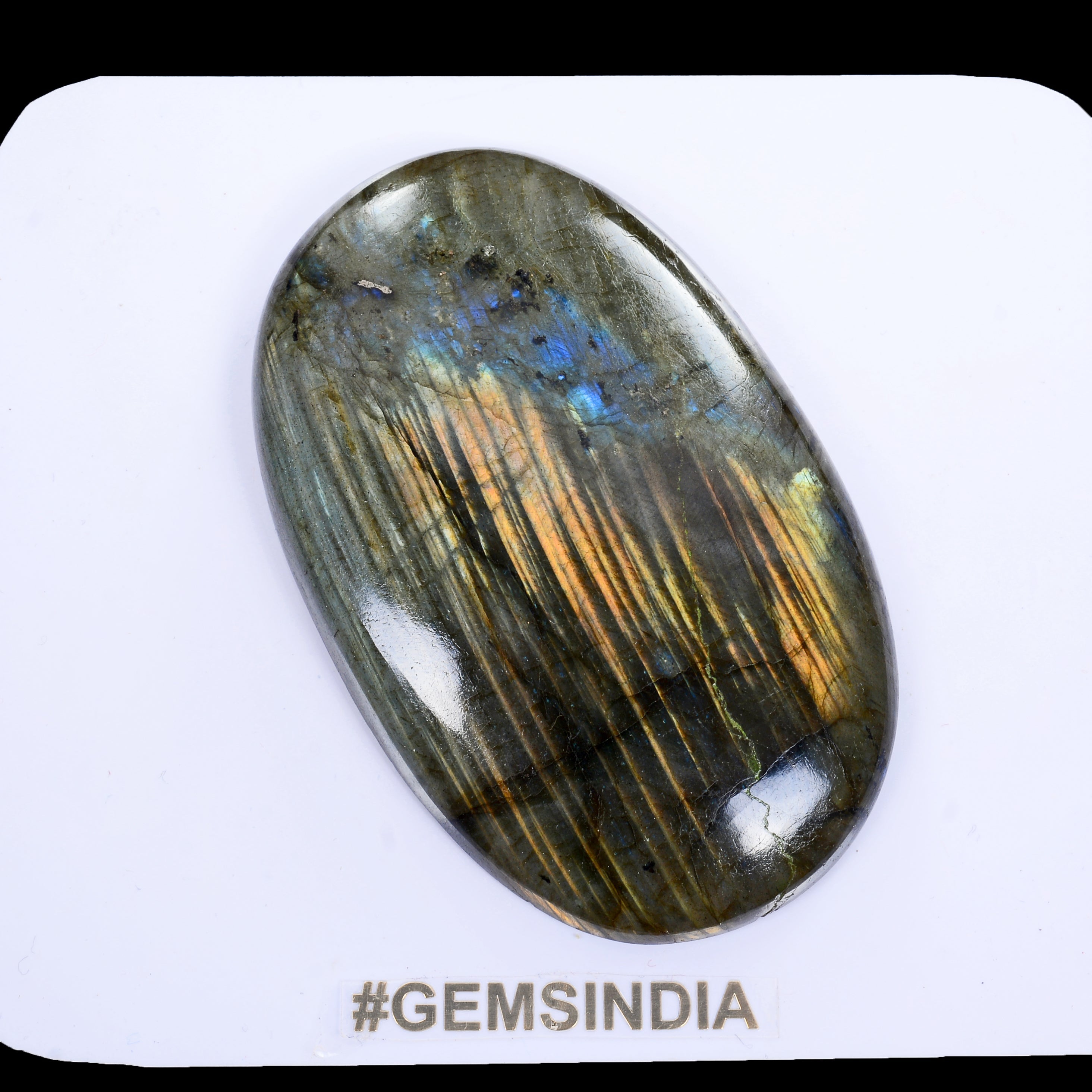 360 Ct Natural Untreated Golden Shine Labradorite Oval Cab Loose Gem For Pendant