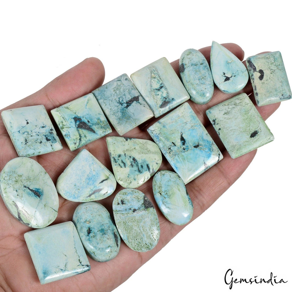 700 Cts/16 Pcs Natural Blue Designer Turquoise Mix Cab Loose Wholesale Gems Lot