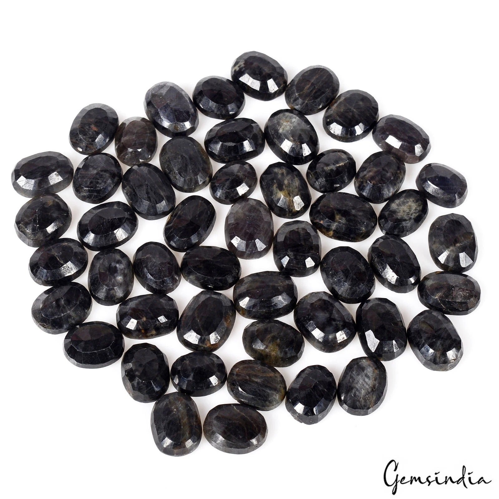 Sapphire Lot, Loose Gemstone, Untreated, Black — 50 Pieces, 11mm to 14mm, 430 Ct, Madagascar