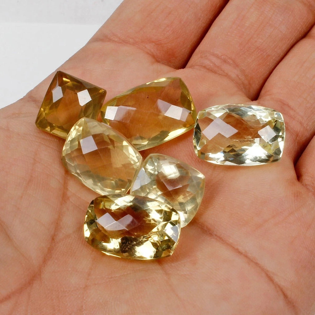 Certified 84.20 Ct/6 Pcs Natural Untreated Yellow Citrine Mix Checker Cut Gems