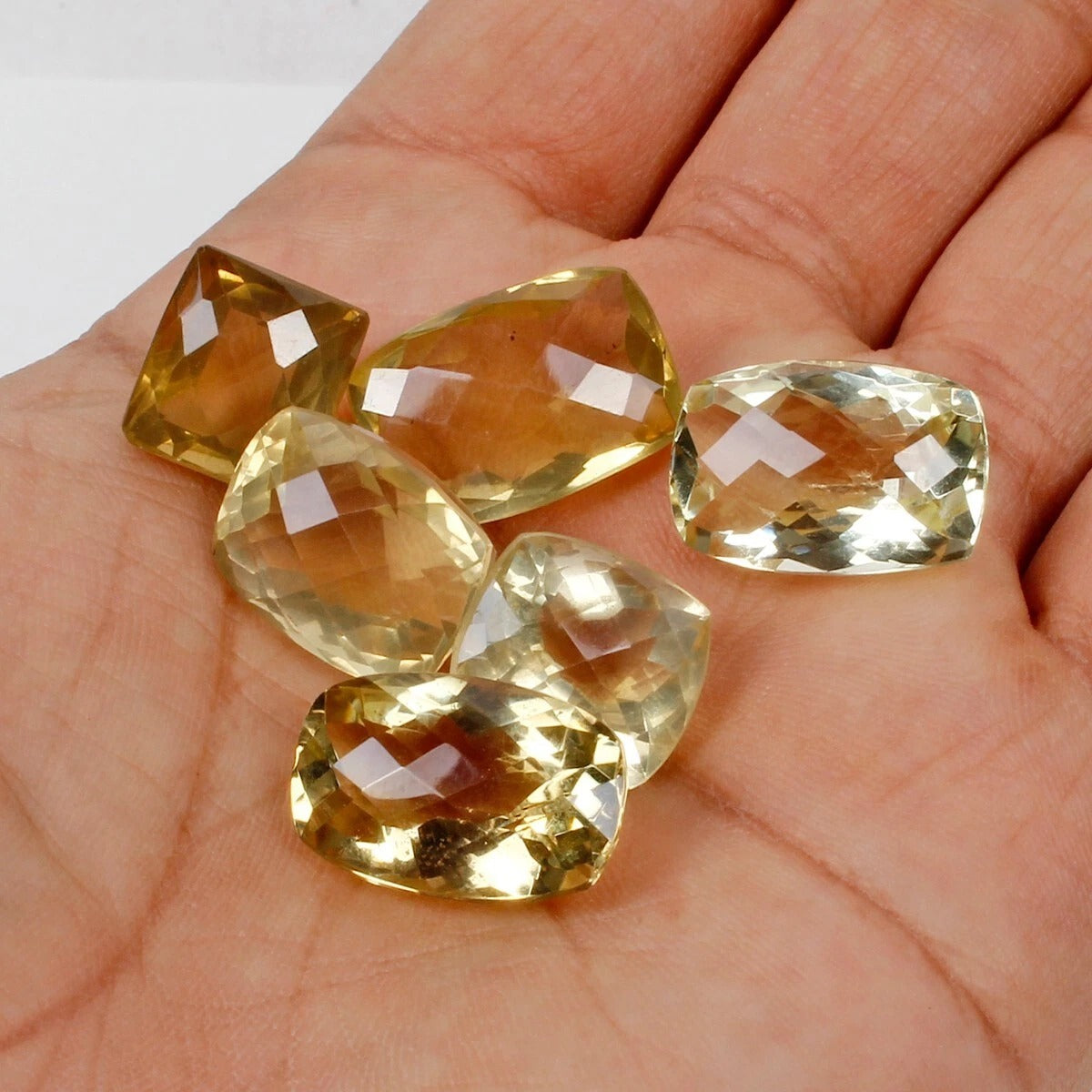Certified 84.20 Ct/6 Pcs Natural Untreated Yellow Citrine Mix Checker Cut Gems