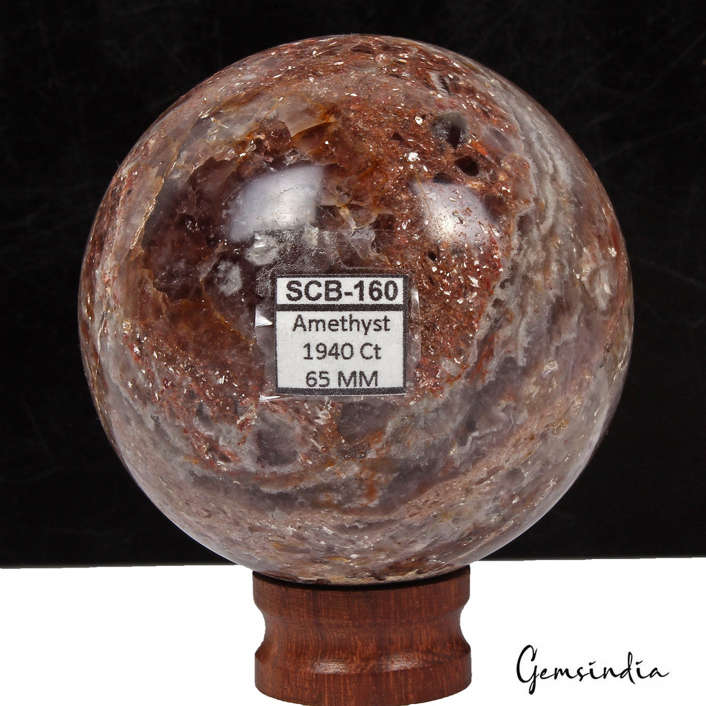 1940 Ct Natural Untreated Purple Amethyst Healing Crystal Gems Sphere With Stand