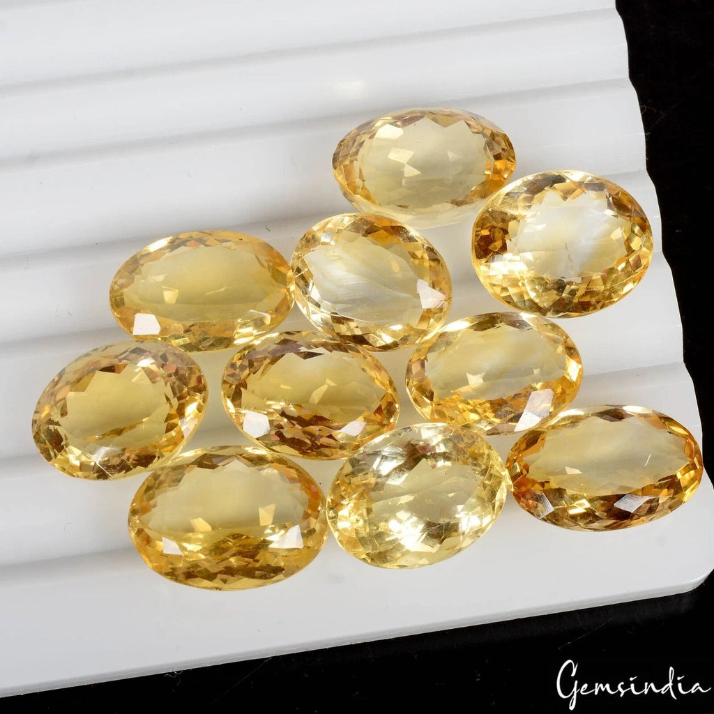VVS 10 Pcs Natural Yellow Citrine 14-16mm Oval Cut Unheated Gemstones~ 92.70 Cts