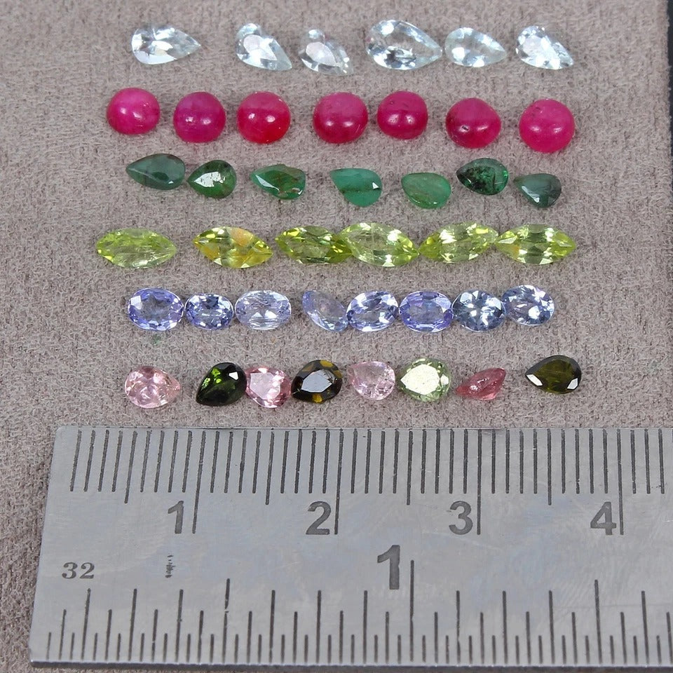 42Pcs Estate Genuine Semi Precious Loose Mix Cut Multi Gemstone Lot Collection