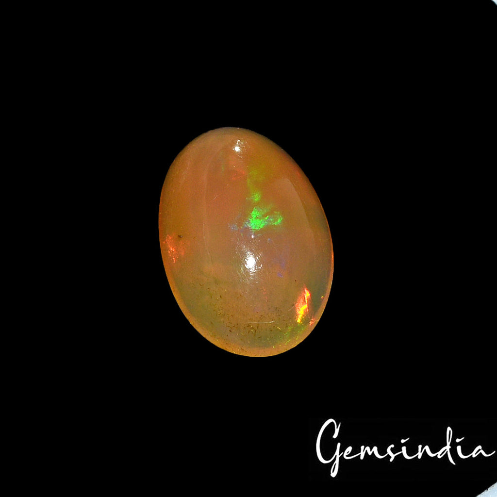 Certified 1.60 Cts Natural Untreated Welo Fire Ethiopian Opal Oval Cab Loose Gem