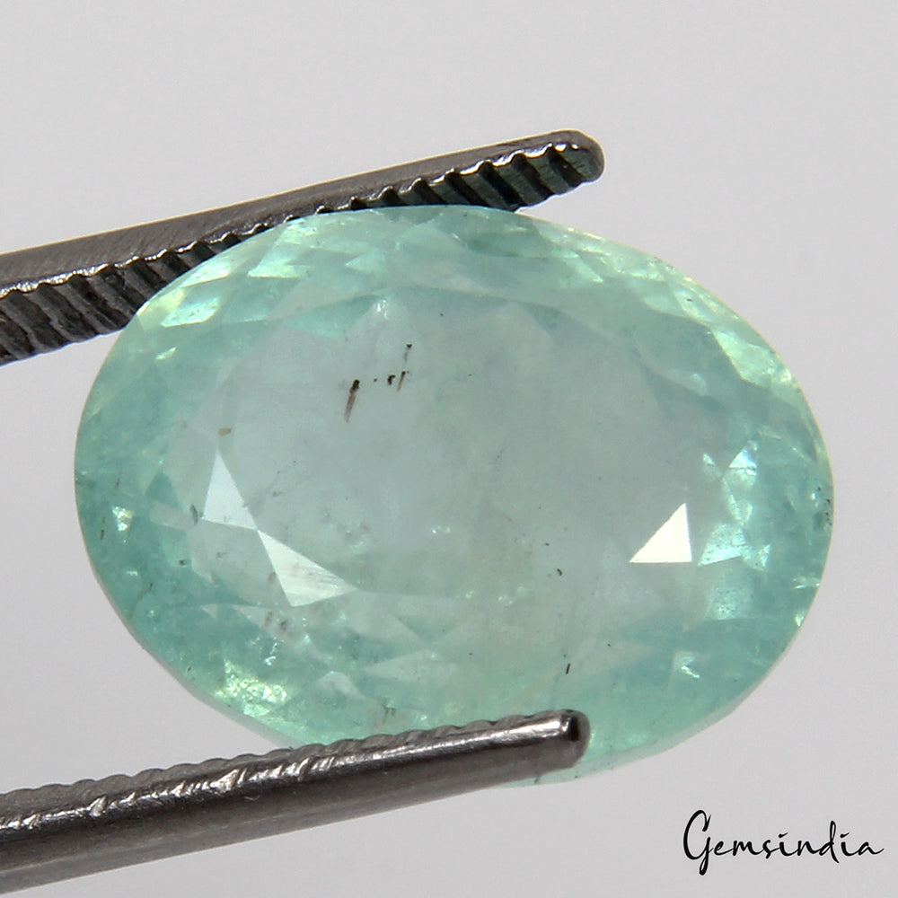 Certified 7.20Ct Green Santa Maria Aquamarine Gem From Brazil 100% Natural Color
