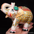 1.3 Kg Marble Elephant Statue Trunk Up Hand Paint Indian Art Home Deor Figurine