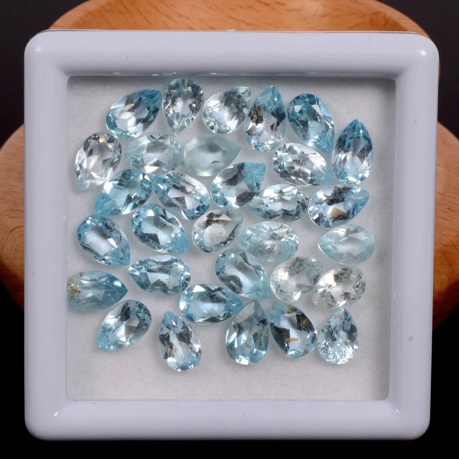 VVS 31 Pcs Natural Topaz Pear Cut Stunning Untreated Loose Gemstones Lot~7mm-8mm
