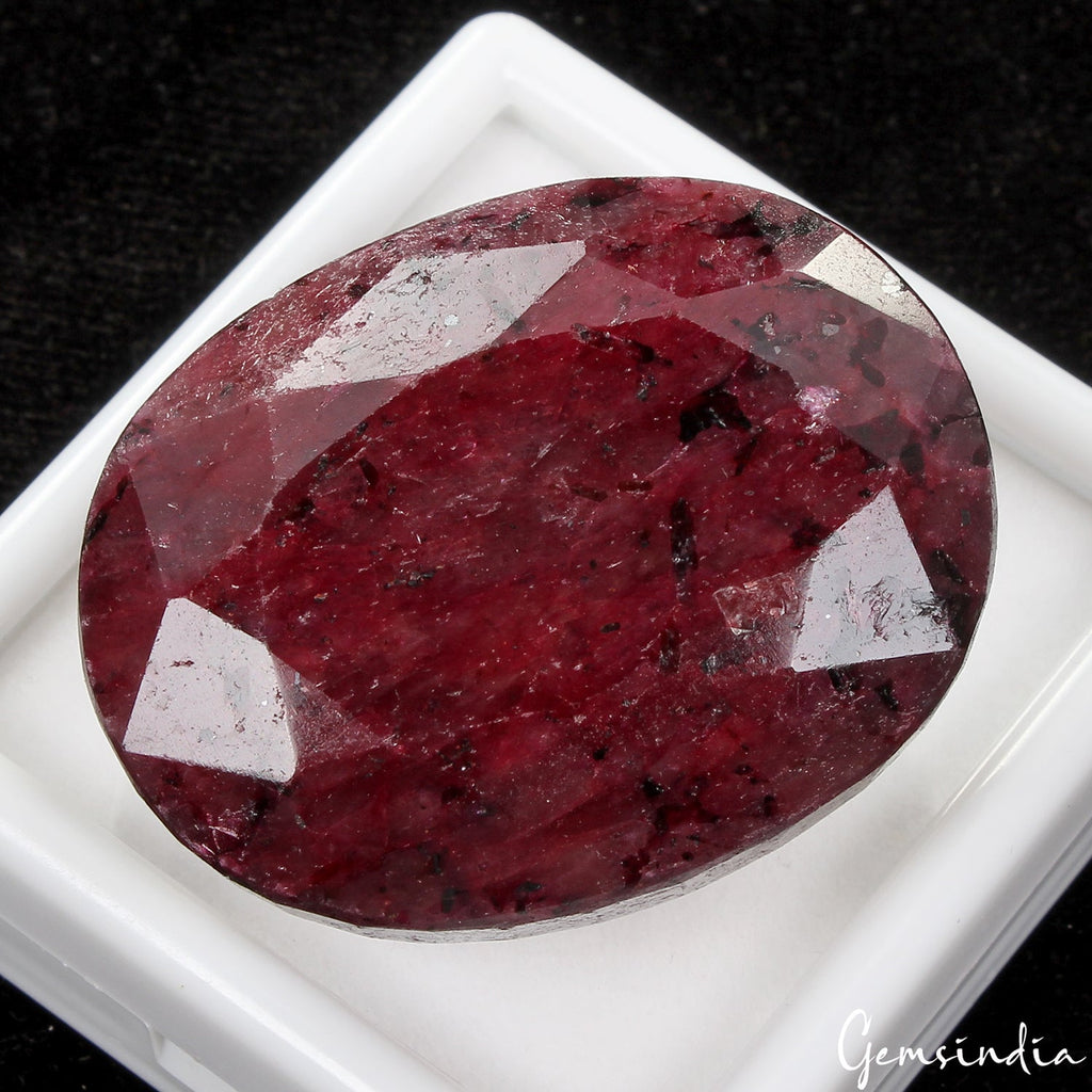 570 Ct Natural Dark Red Ruby Oval Faceted Earthmined Huge Size Loose Gemstone