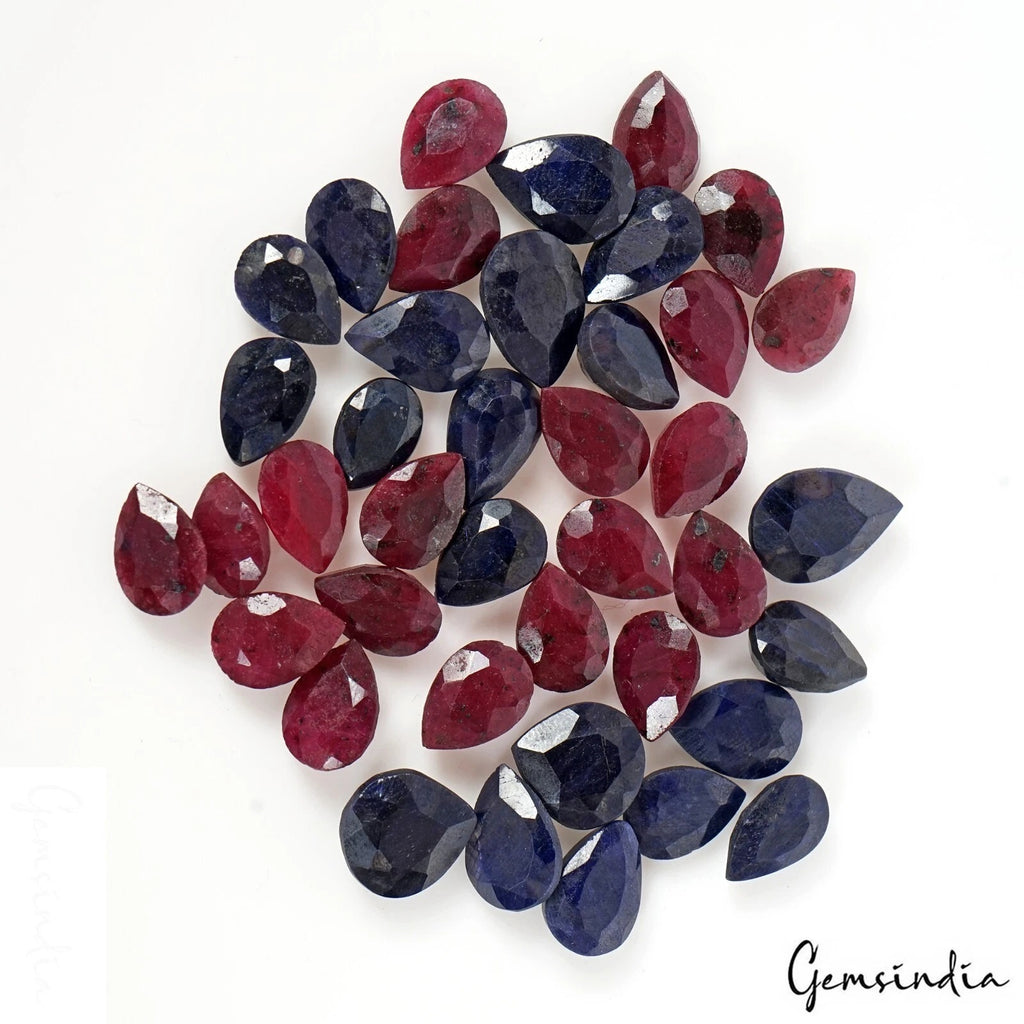 Ruby Lot, Loose Gemstone, Pear Faceted, Red — 40 Pieces, 12mm to 13mm, 257.90 Ct, Madagascar