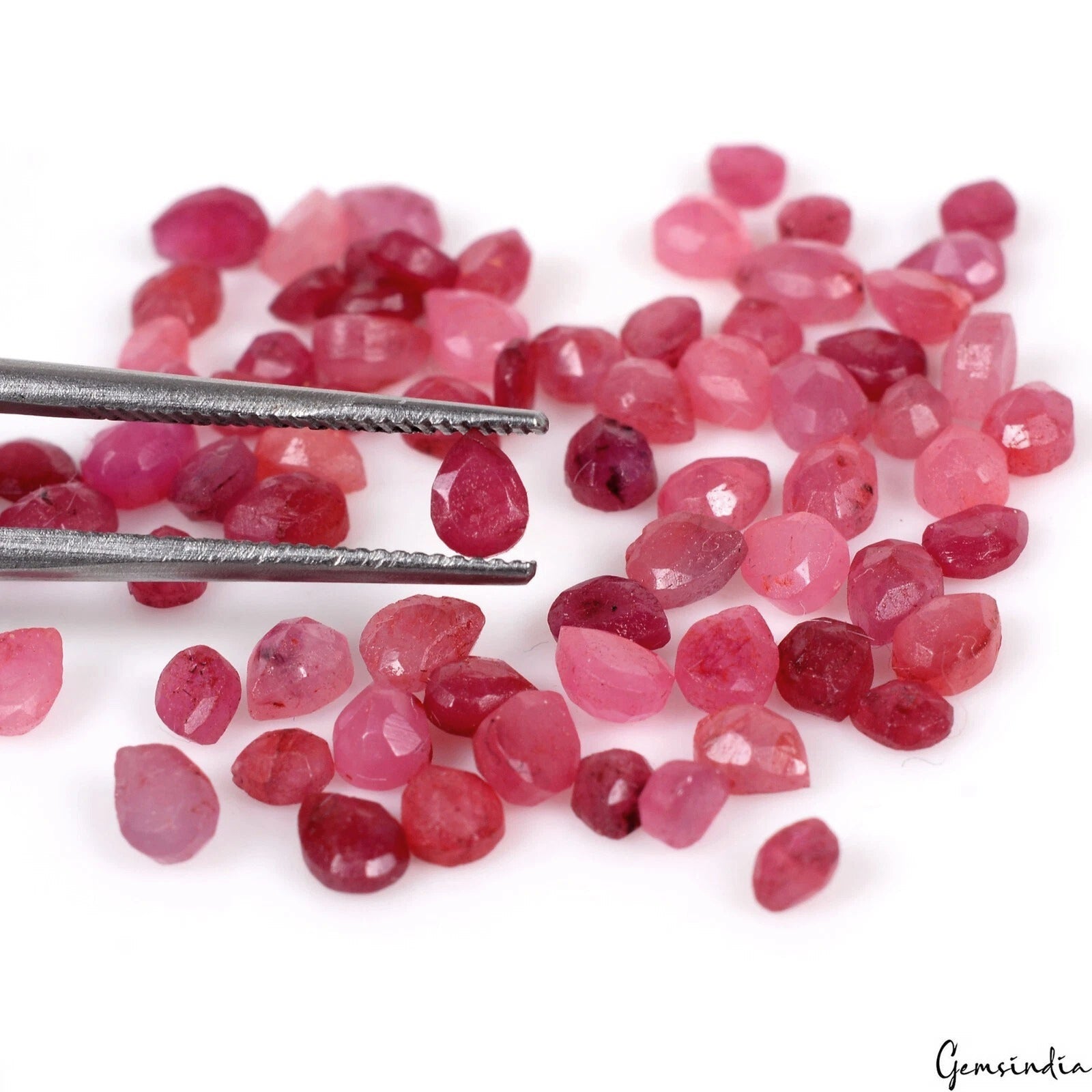 Certified 17.45 Ct/74 Pcs Natural Red Ruby Pear Cut Loose 2-4mm Gems For Jewelry