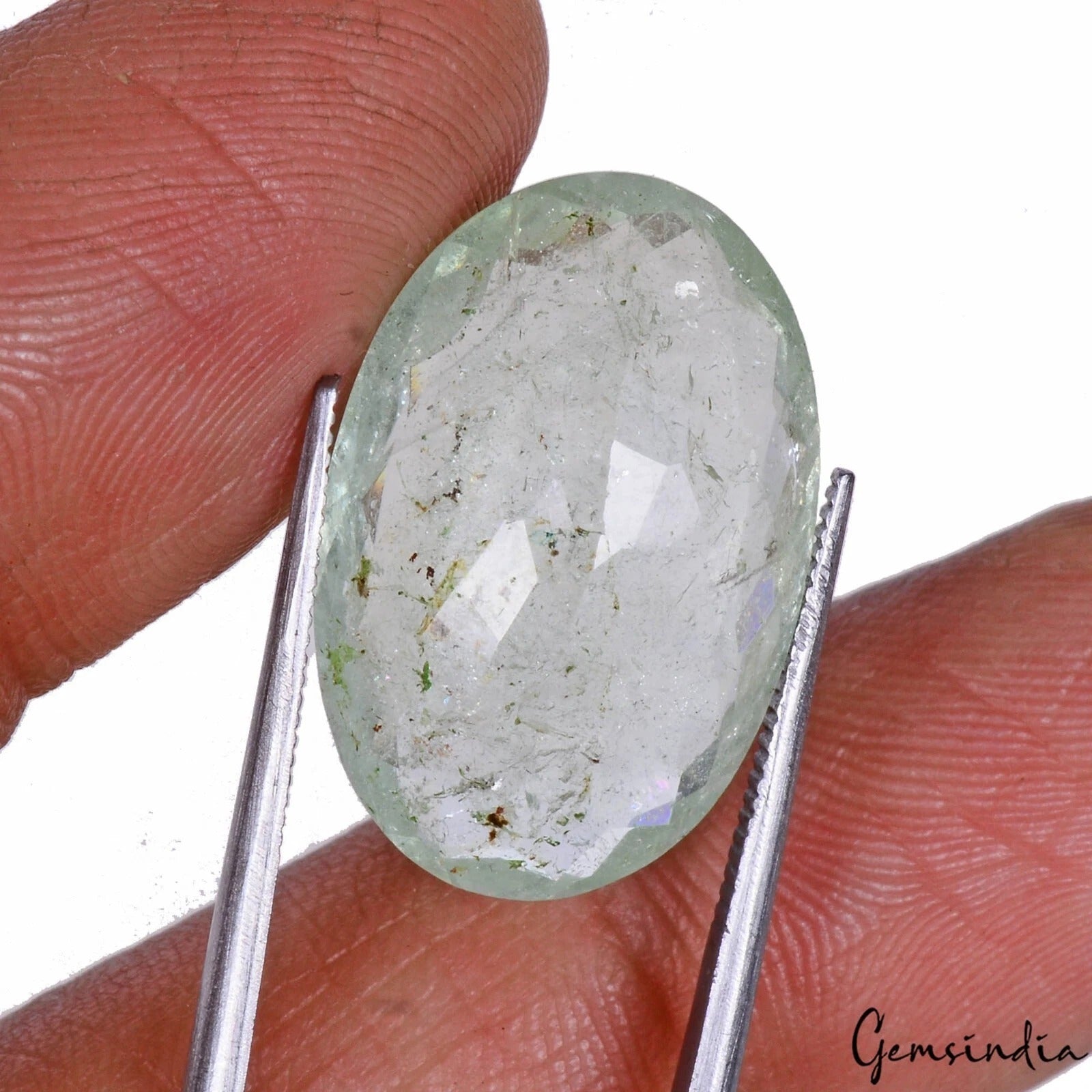 Aquamarine Loose Gemstone, Untreated, Green — 22x15x6mm, 15.00 Ct, Brazil