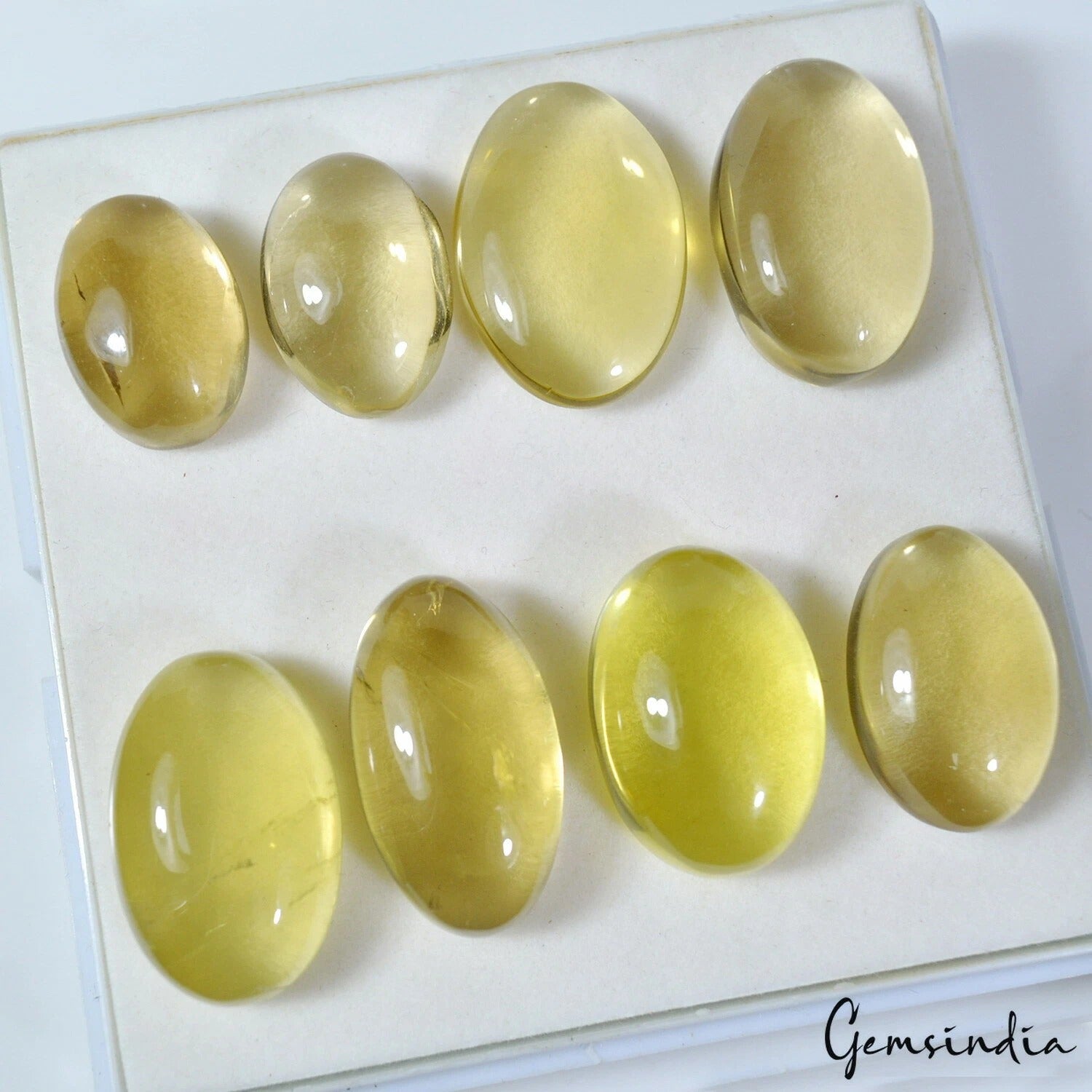 330 Ct Natural Lemon Quartz Citrine 21-29mm Oval Cabochon Loose Untreated Gems