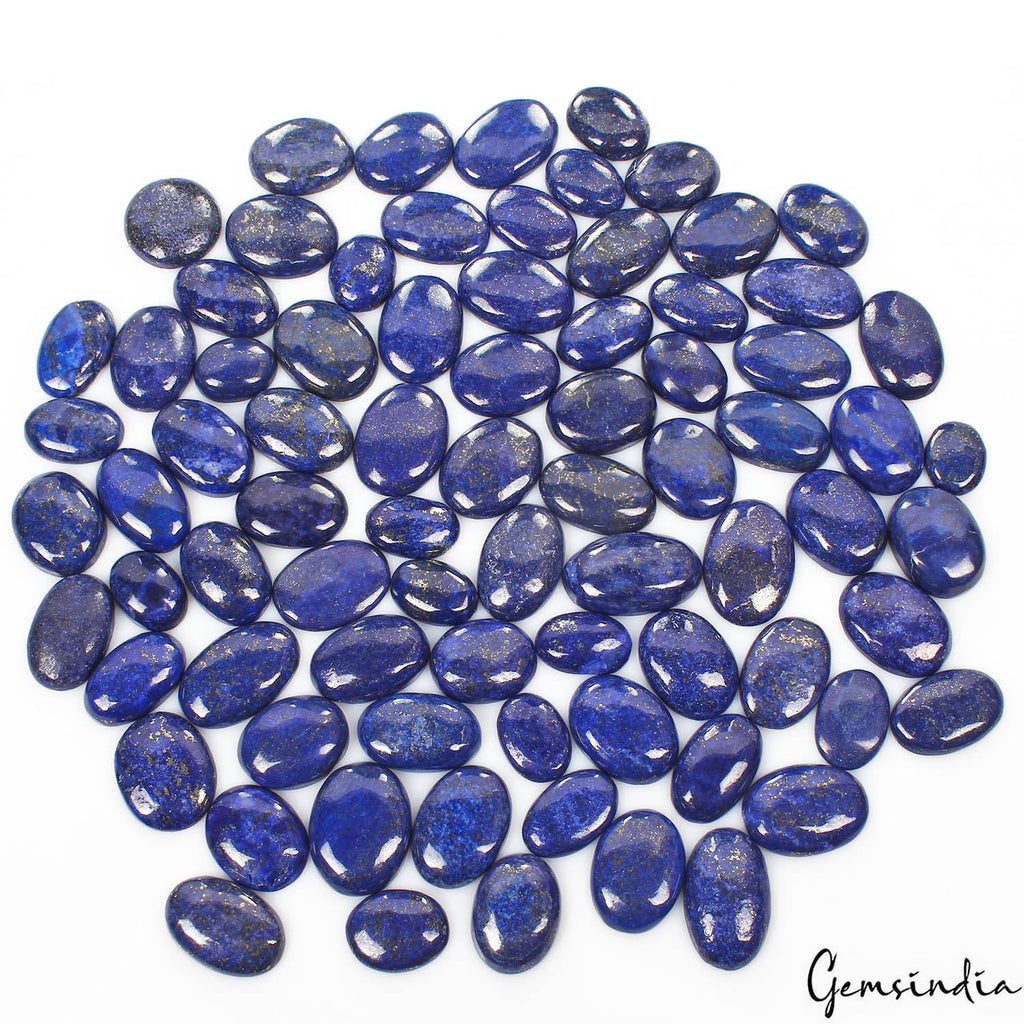 2000 Ct/79 Pcs Natural Blue Lapis Lazuli Gold Flecks Oval Cab Wholesale Gems Lot