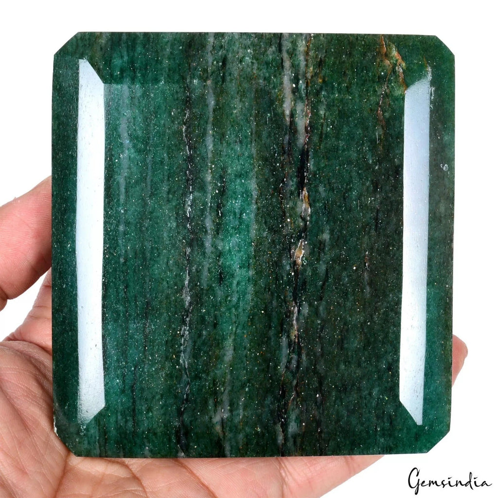 730Gram Natural Green Aventurine Octagon Cut Untreated Loose Gemstone 4*3.8*1.7"