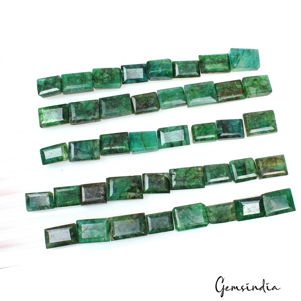 500 Ct Natural Green Brazilian Emerald Rectangular Faceted Loose Wholesale Gems