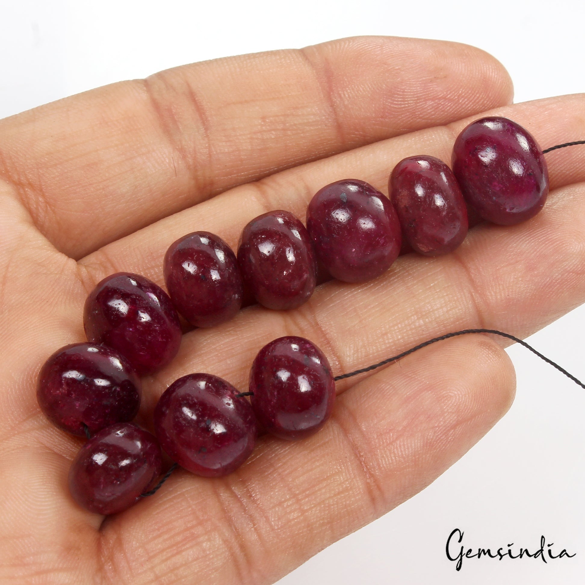 200 Ct Natural Red Ruby Round Cabochon Bead Center Drilled Loose Gem Lot 10 Pcs
