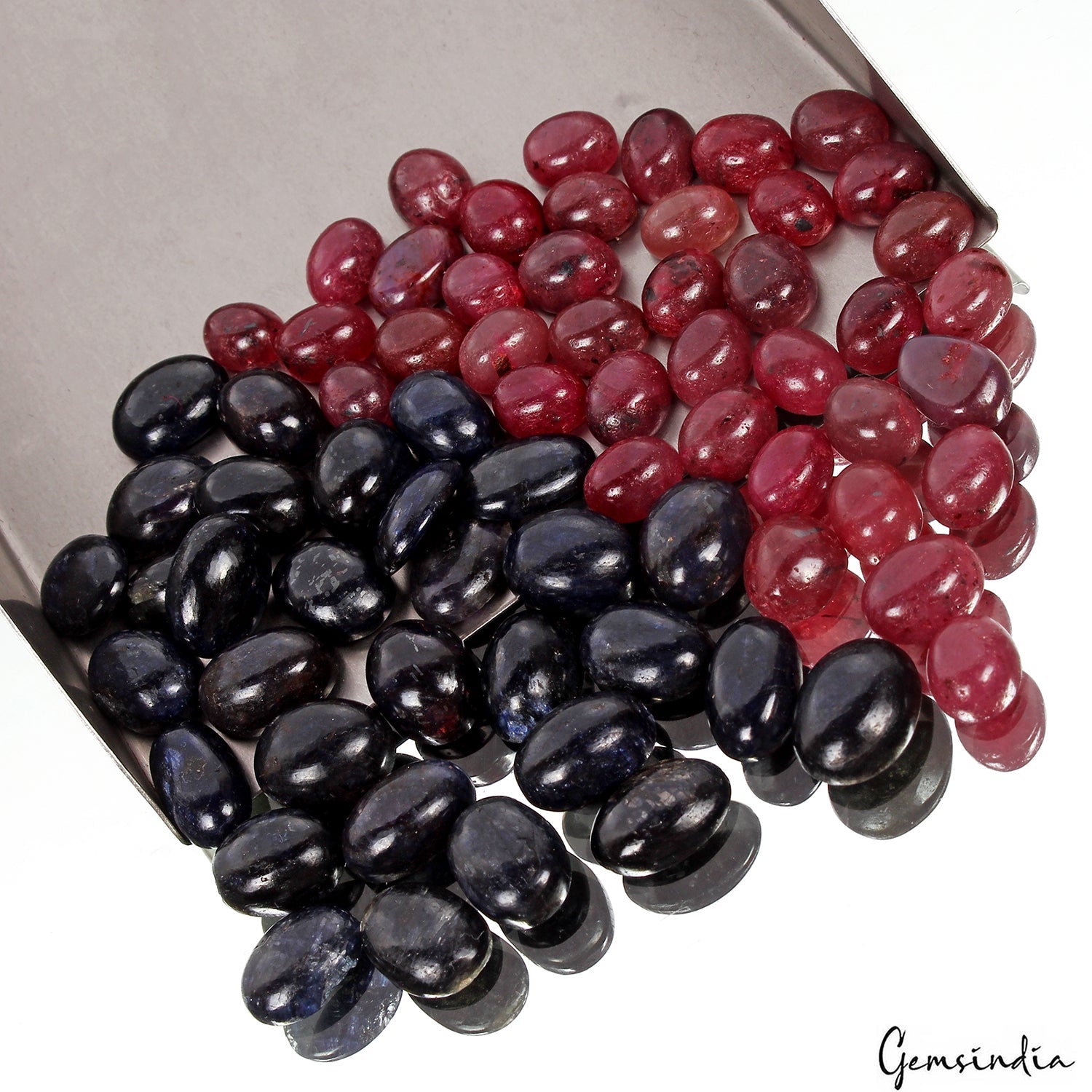 330 Ct Natural Ruby Sapphire Oval Cabochon Loose Wholesale Gemstone Lot 70 Pcs