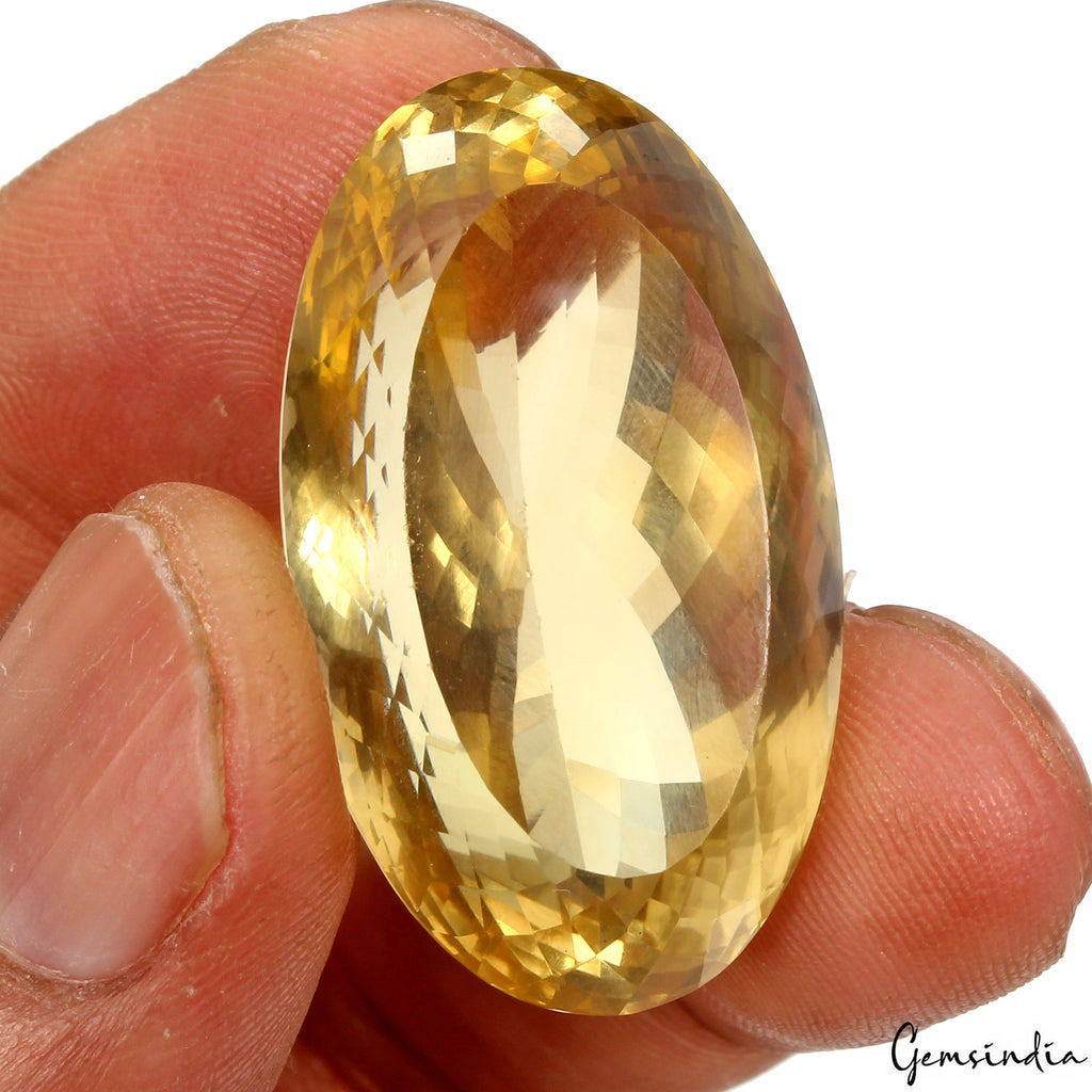 Certified Large&Clean 75.50Ct Natural Yellow Citrine Oval Loose Gemstone, Brazil
