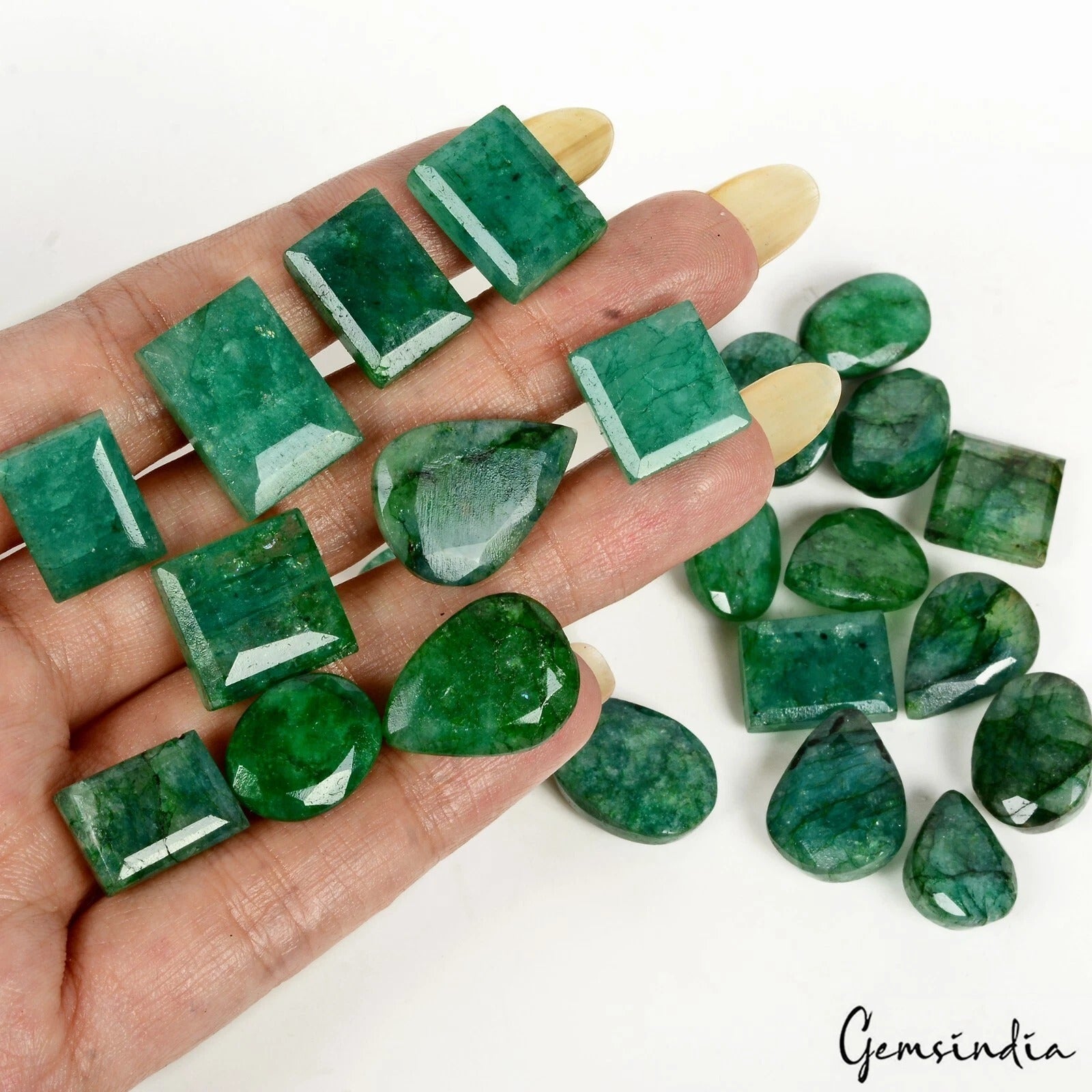 350 Ct/25 Pcs Natural Brazilian Green Emerald Mix Cut Loose Gems Lot For Jewelry