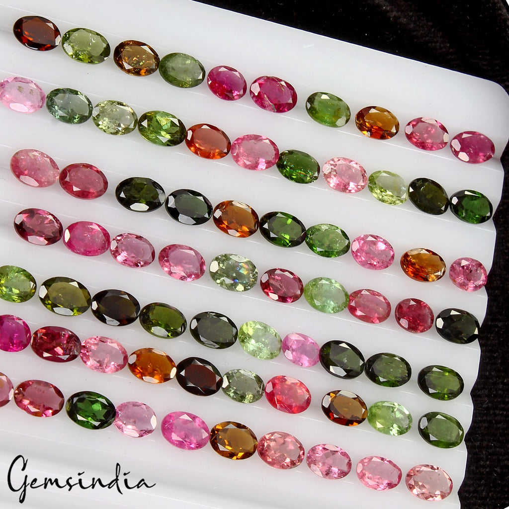 Certified 49 Cts Natural Multi Color Tourmaline Oval Cut Loose Unheated Gems Lot