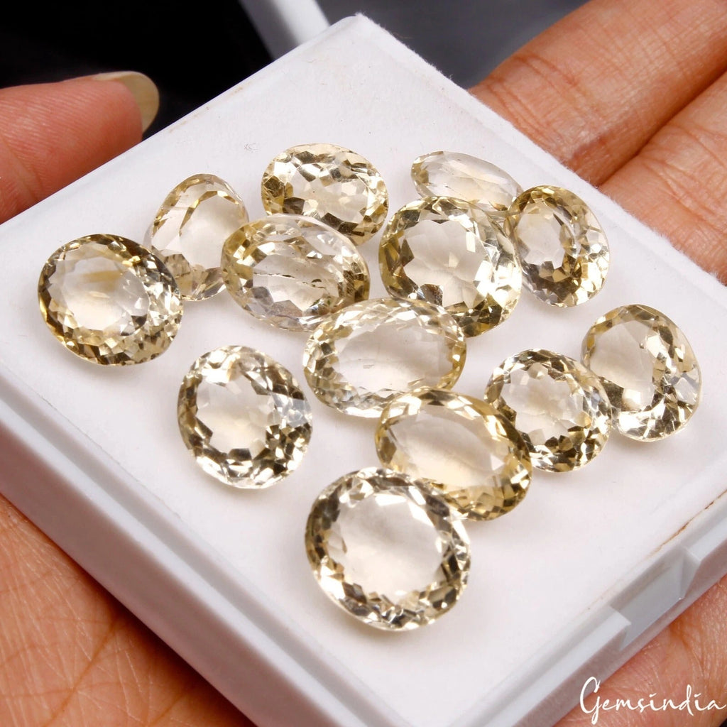 70.20 Ct/13 Pcs Natural Untreated Citrine Quartz Oval Cut Loose Gems for Jewelry