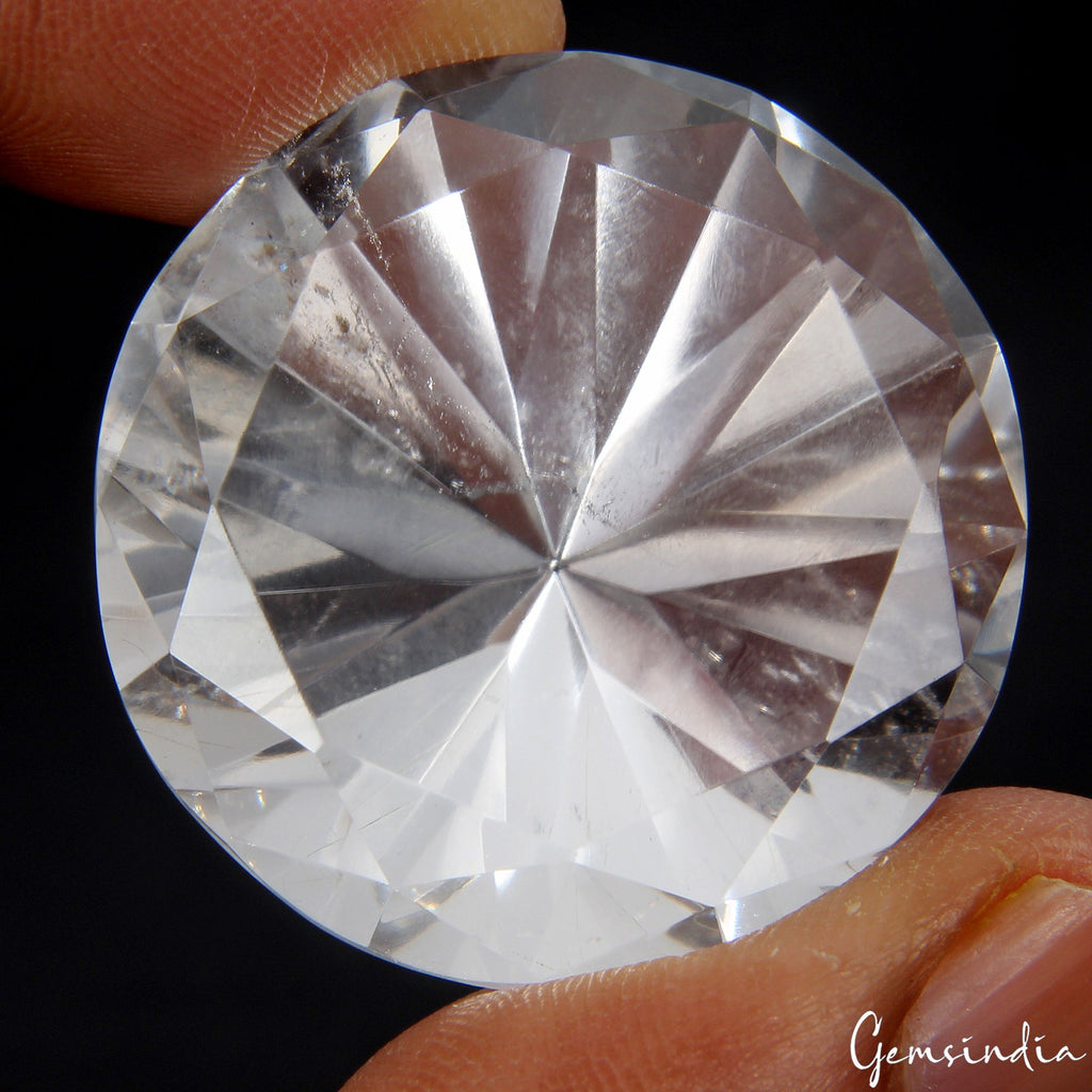 156.50 Cts 100%Natural HUGE White Quartz Brazil Round 35mm. Full Fire & CLEAN!