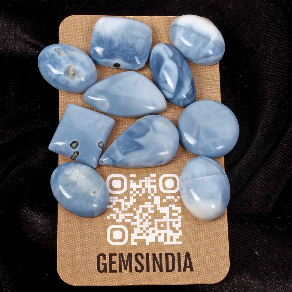 138.50 Ct/10Pcs Natural Untreated Australian Blue Opal Mix Cab Loose Gemstones