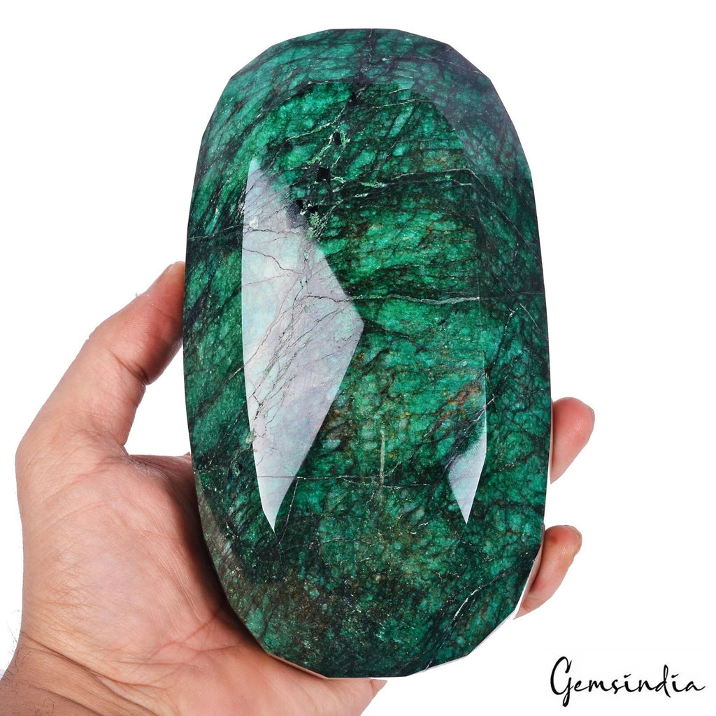 Brazilian Emerald Loose Gemstone, Color Enhanced, Green — 6.75x4x2.5 Inch, 10500 Ct (2.1 Kg), Brazil