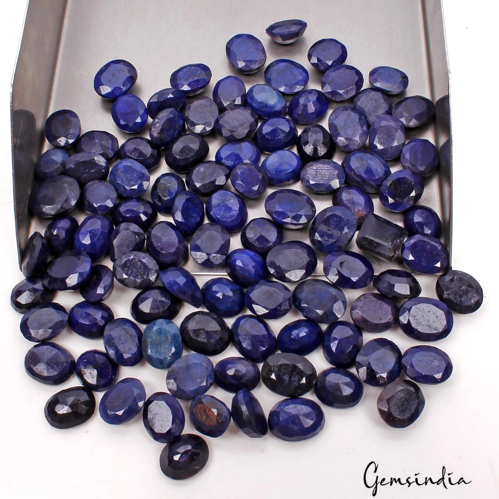 350Ct Natural Blue Sapphire Mix Faceted Cut Loose Ring Size Gemstones Lot 96 Pcs