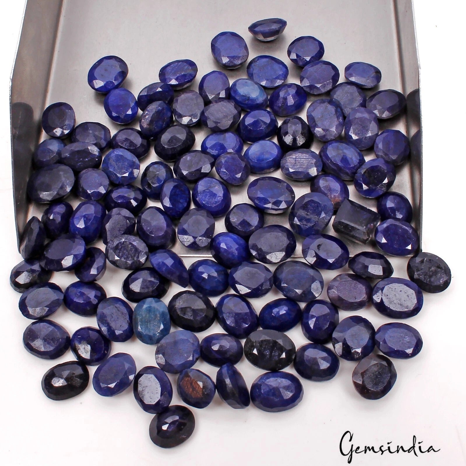 350Ct Natural Blue Sapphire Mix Faceted Cut Loose Ring Size Gemstones Lot 96 Pcs