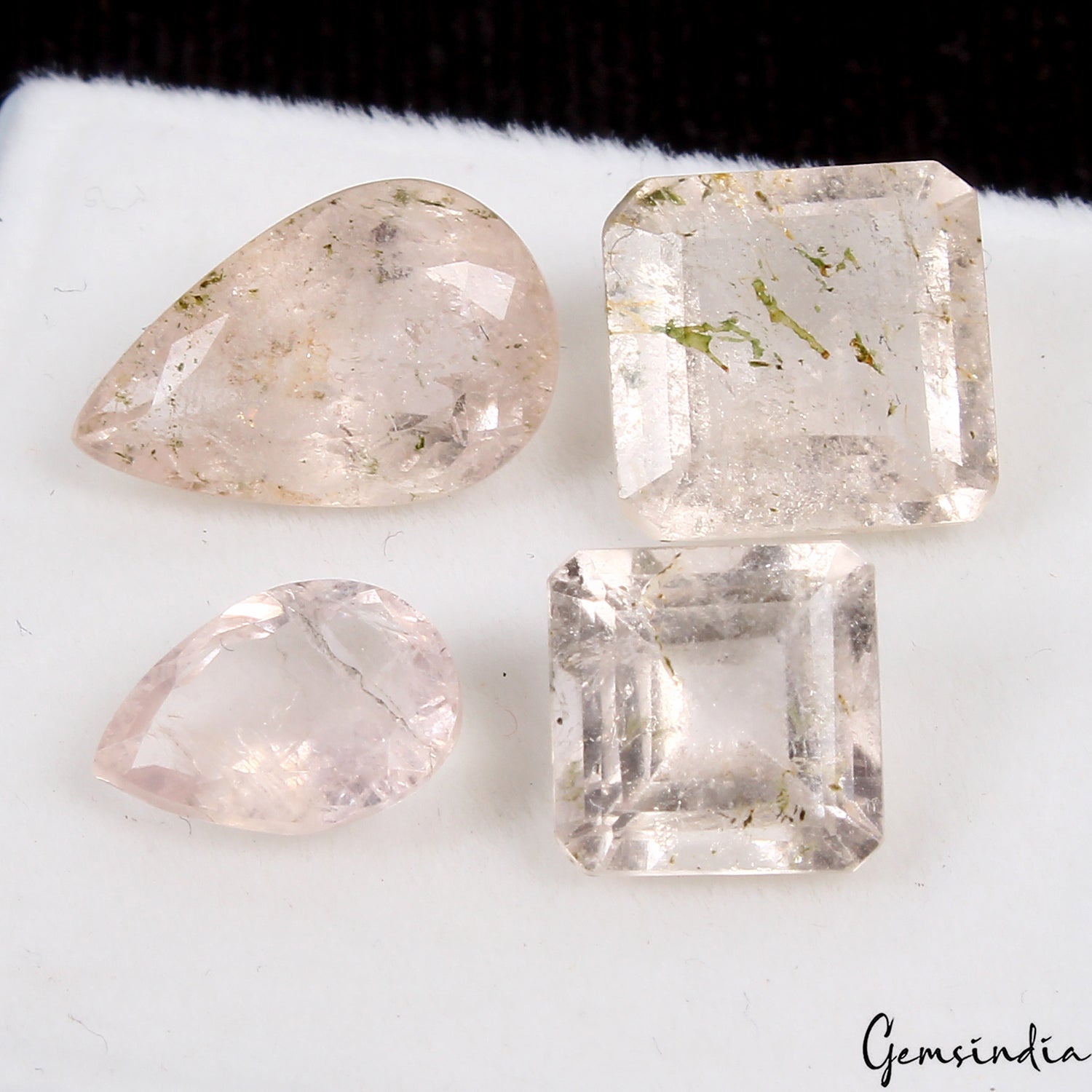 4 Pcs Natural Pink Morganite Mix Cut 8mm-13mm Loose Certified Gemstones~ 15.30Ct