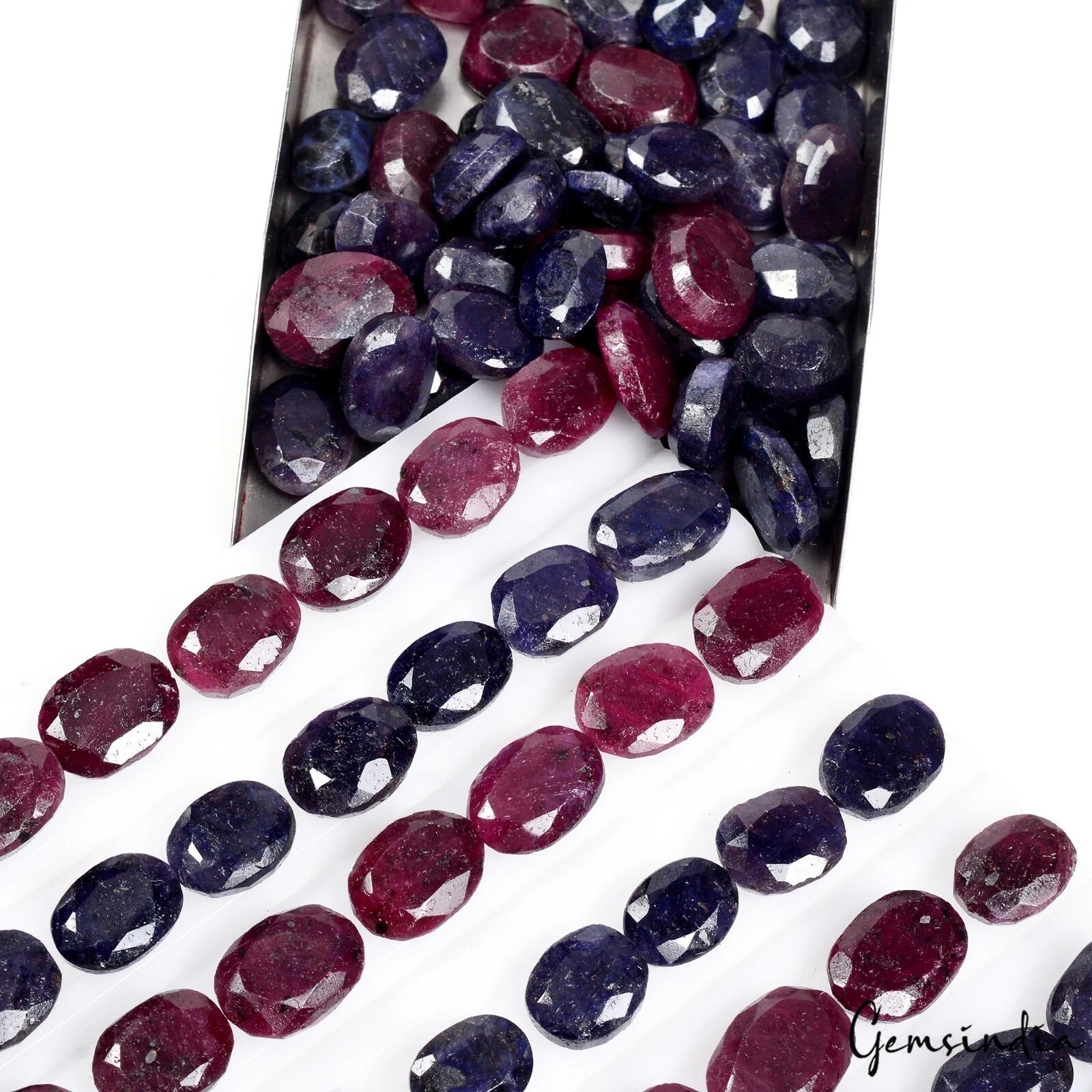 2000 Ct Natural Sapphire & Ruby Oval Cut Loose  13-18mm Gemstones Wholesale Lot