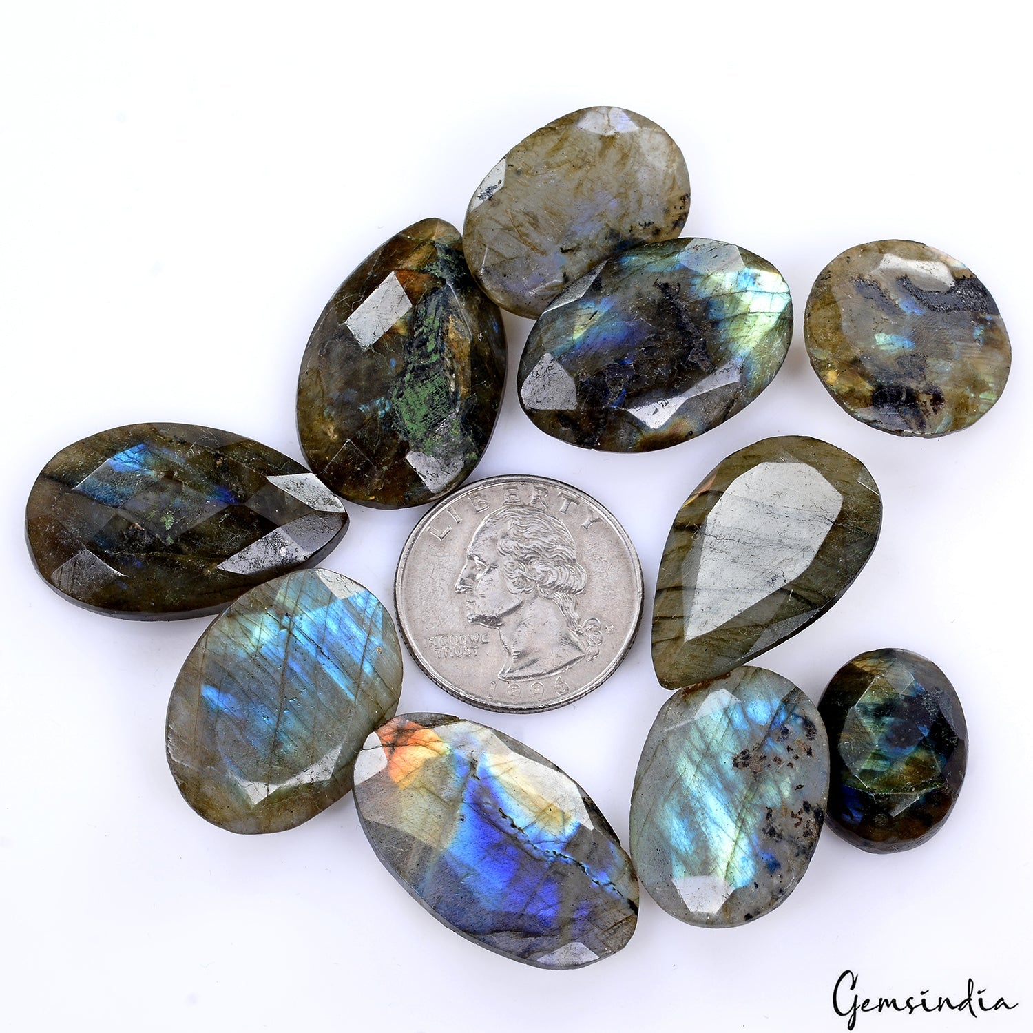 247.30 Ct Natural Untreated Blue Shine Labradorite Mix Checker Cut Loose Gems
