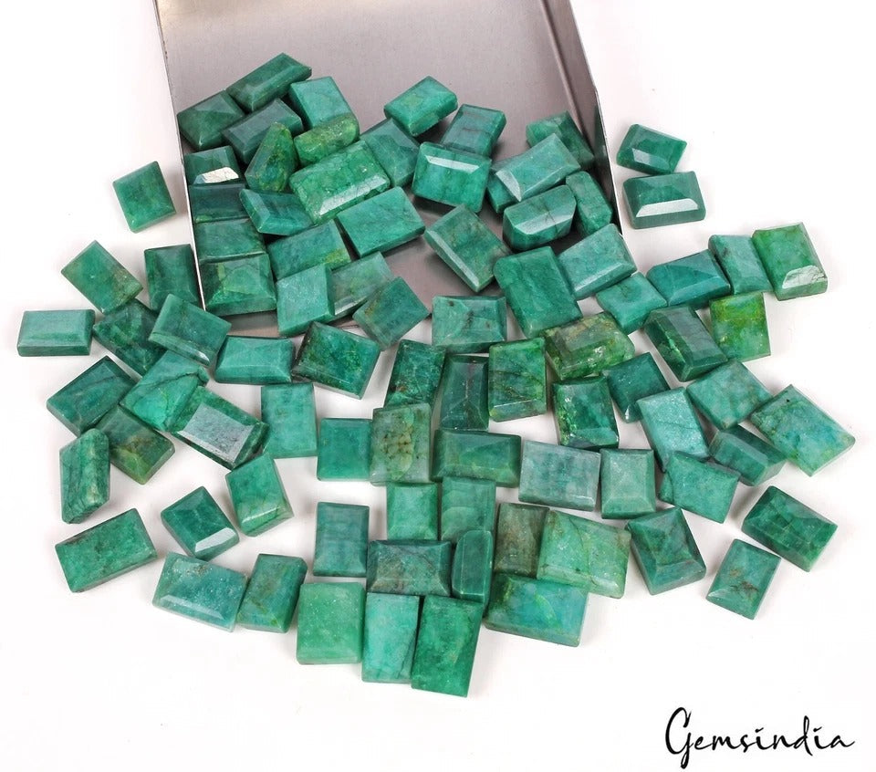 1000 Ct/87 Pc Natural Brazilian Green Emerald Baguette Cut Loose Gem For Jewelry