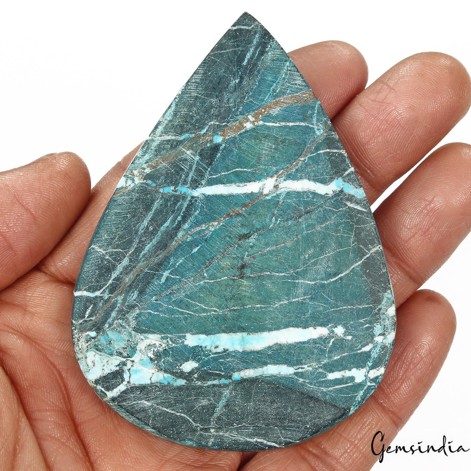 360 Ct Natural Blue Spiderweb USA Arizona Turquoise Pear Cab Loose Huge Gemstone
