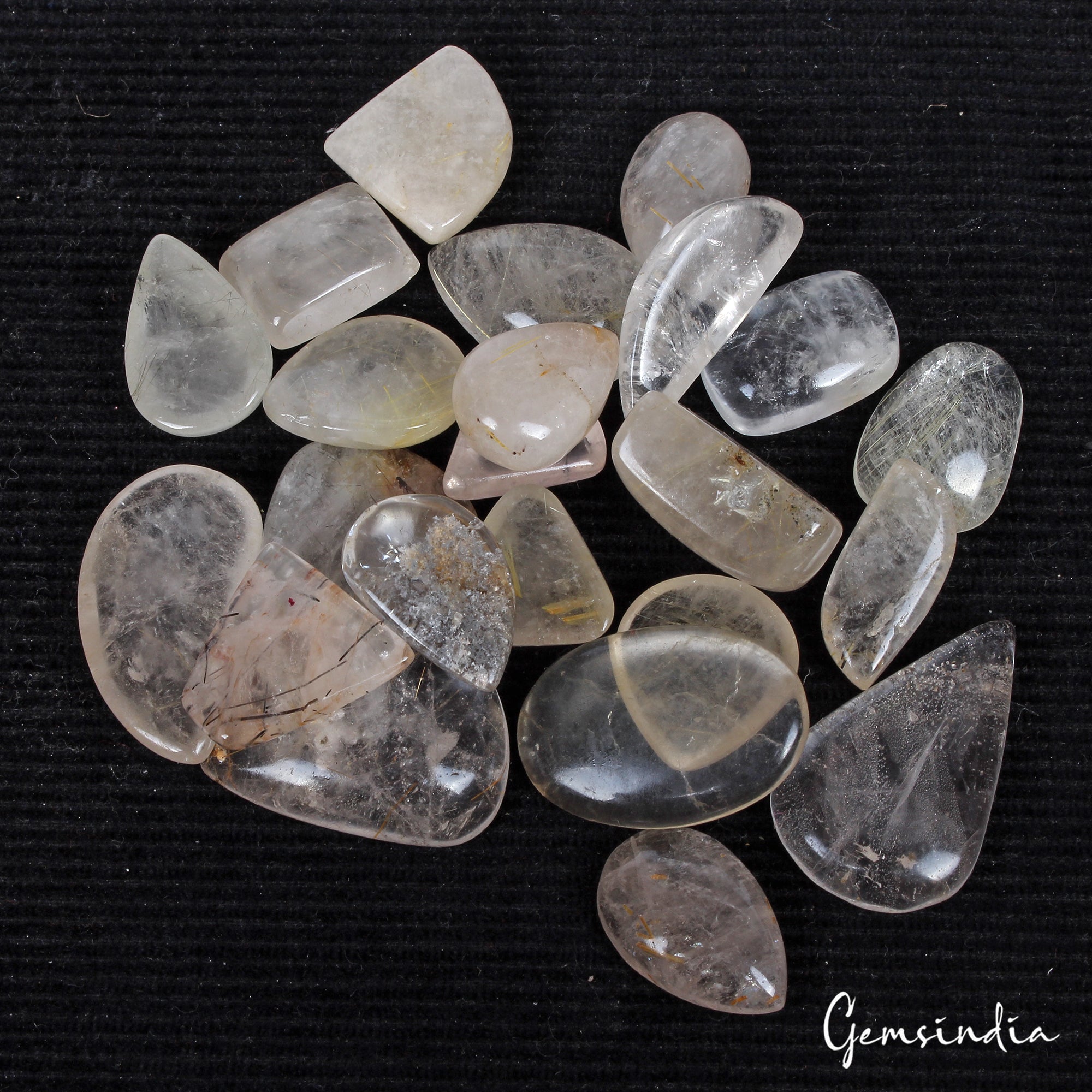400 Ct Natural Green Rutile Quartz Golden Wire Loose Wholesale Gemstone Lot 23Pc
