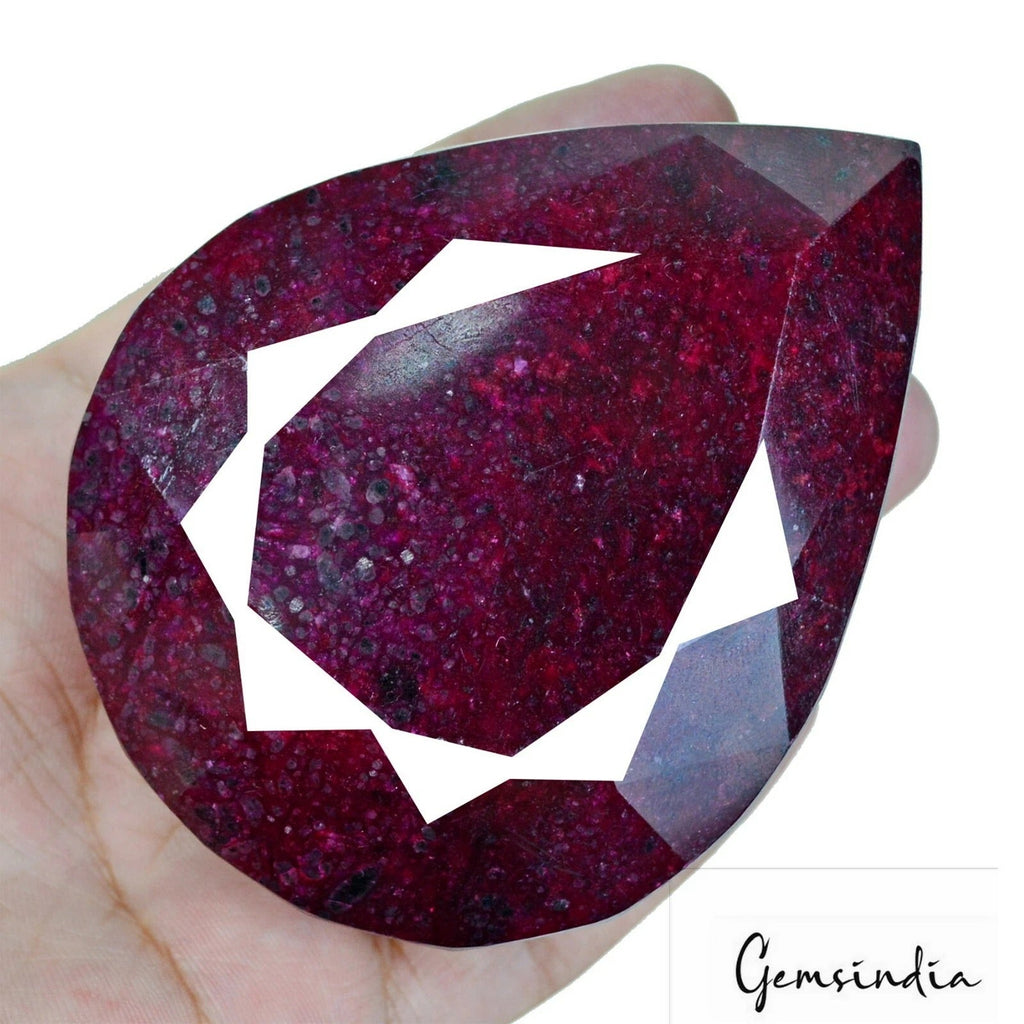 Certified 2200 Cts Natural Dark Red Ruby Pear Faceted Cut Loose Huge Gemstone
