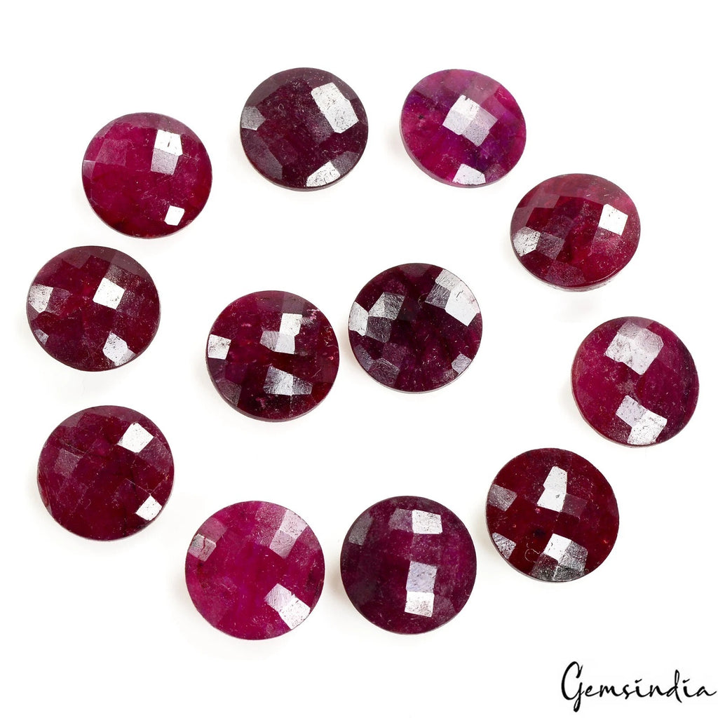 Ruby Lot, Loose Gemstone, Color Enhanced, Red — 12 Pieces, 15mm, 161.20 Ct