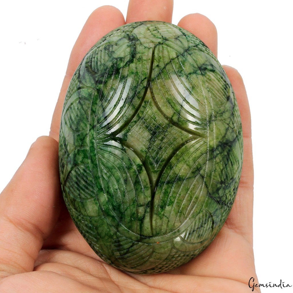 1720 Ct Certified Natural Emerald Stunning Green Huge Size Carved Loose Gemstone