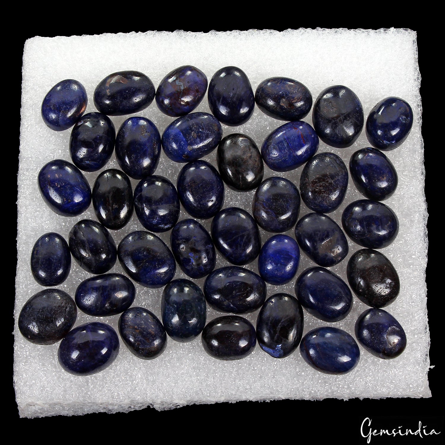 500 Ct / 39 Pcs Natural African Blue Sapphire Oval Cab Loose Gems For Jewelry