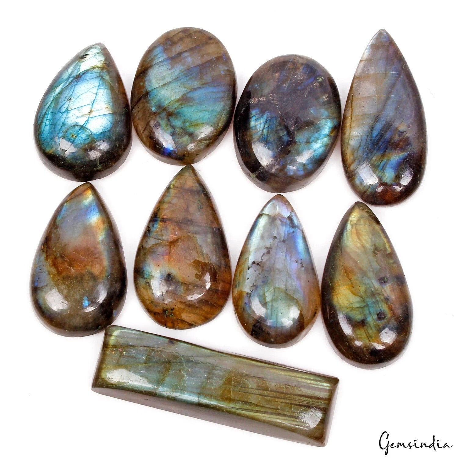 248.00 Ct Natural Untreated Blue Shine Labradorite Mix Cabochon Loose Gemstone