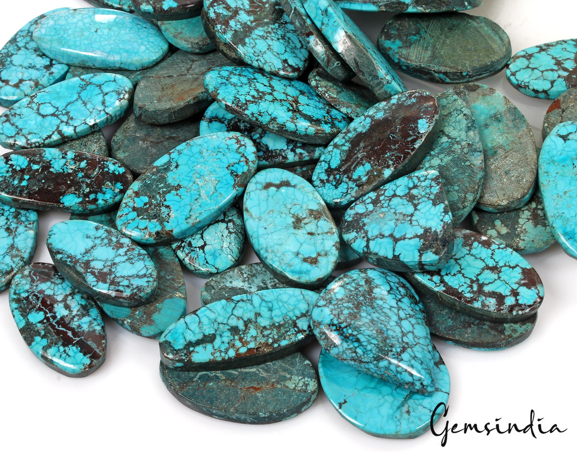 2500 Ct Lot A+ Spiderweb Turquoise Blue Green Pear/Oval Cut Loose Gemstone 55 Pc