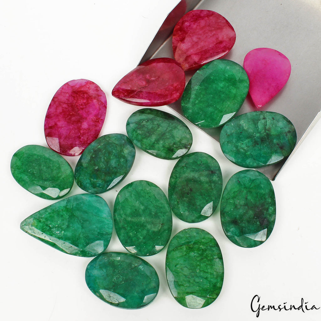 Red Beryl Lot, Loose Gemstone, Green — 15 Pieces, 33mm to 43mm, 1180 Ct