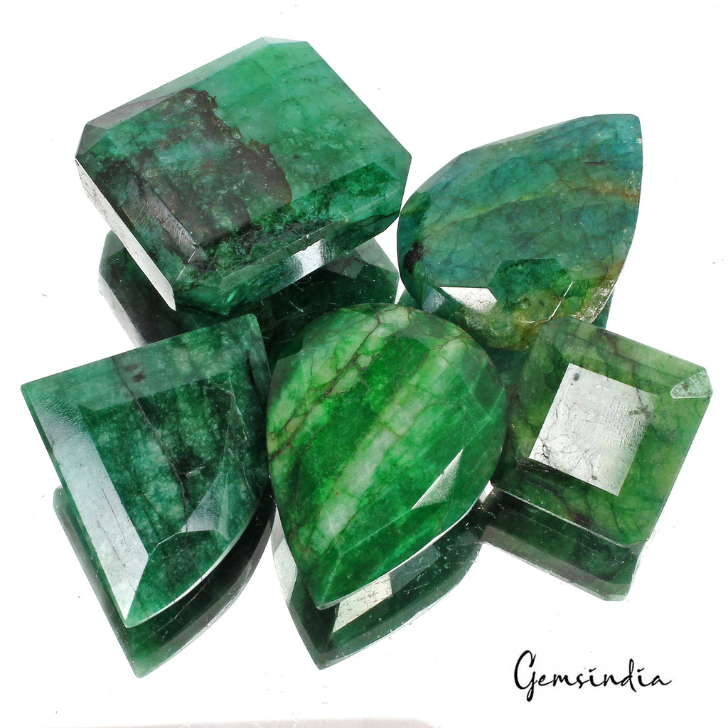 670 Ct/5 Pcs Natural Brazilian Dark Green Emerald Mixed Cut Loose Huge Gems Lot
