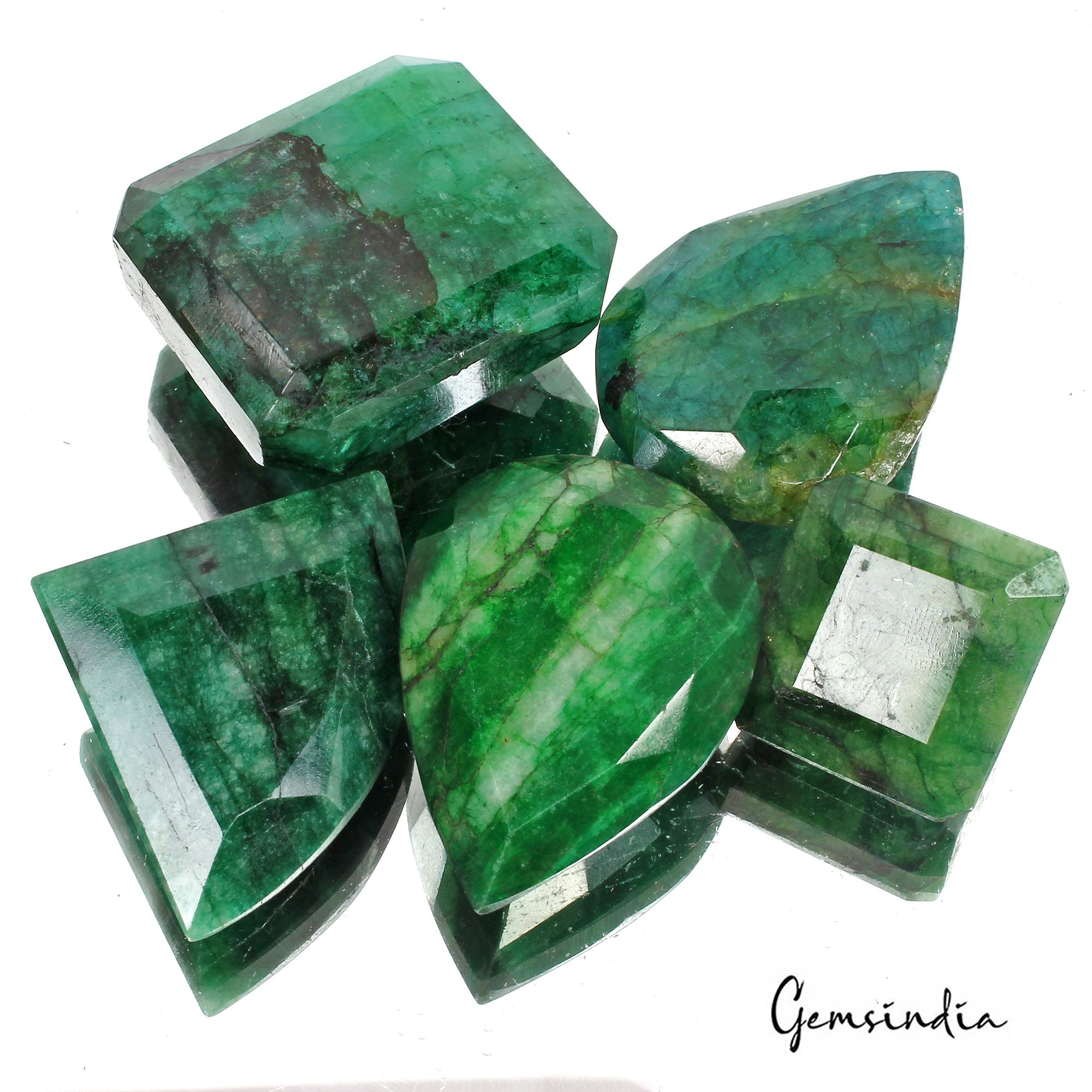 670 Ct/5 Pcs Natural Brazilian Dark Green Emerald Mixed Cut Loose Huge Gems Lot