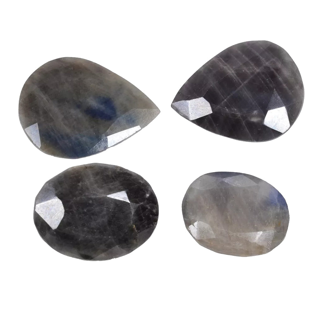 Certified 241.80 Ct/4Pcs Natural Untreated Blue Gray Sapphire Mix Cut Loose Gems